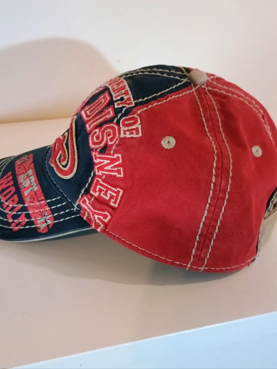 Y2K distressed Walt Disney Navy & Red Baseball Cap - Picture 6 of 6